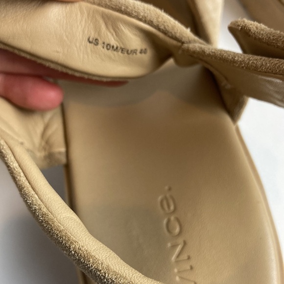 Vince Skylar Sandals Sz 10 Dune Beige Neutral Suede Elevated Basic Quiet Luxury - Picture 14 of 15